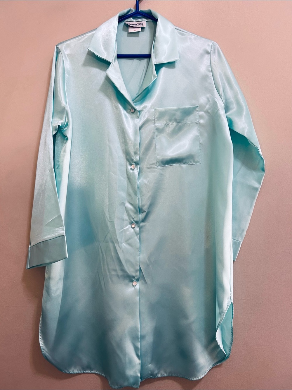 Diamond Hill, Satin Sleep Shirt in Light Aqua
